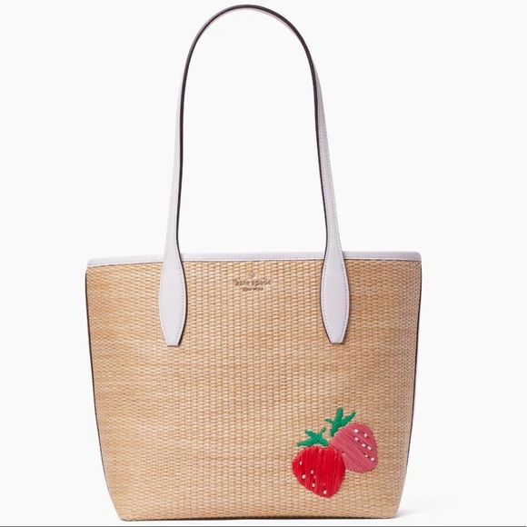 β οΈ BF SALE Kate spade strawberry straw tote wristlet pink - Picture 4 of 4